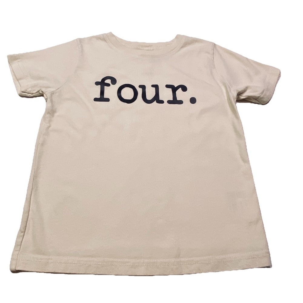 Four Year Old 4th Birthday Party Shirt Size 4 / 4T Rabbit Skins Neutral Beige